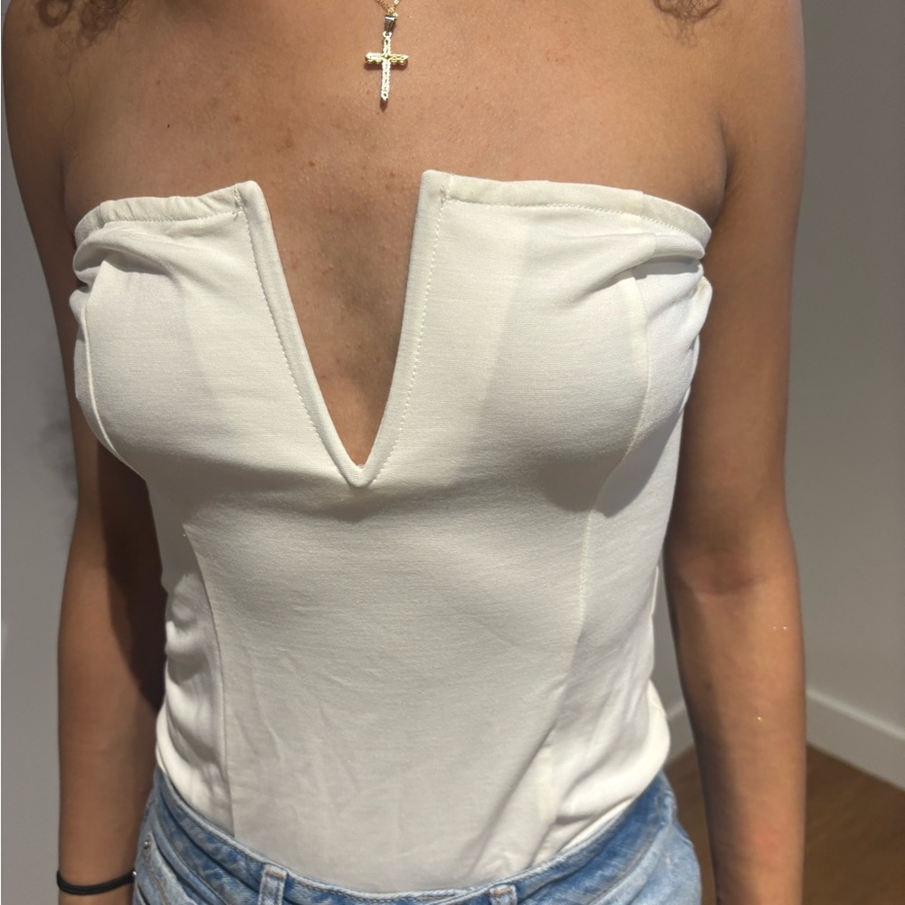 Forever 21 White Strapless Bodysuit